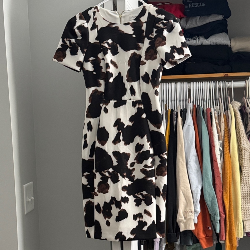 Calvin Klein Black and White Patterned Mini Dress